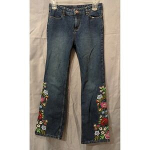 Boston Proper Flower Embroidered Bootcut Jeans Womens 8 Hippie Festival Boho
